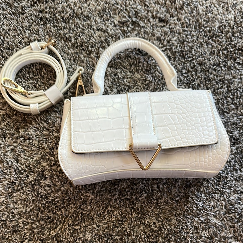 ASOS Elegant White Croc-Embossed Handbag